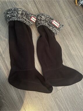 Hunter Black Fleece Boot Sock Liners with Marled Cuff